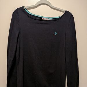 Lilly Pulitzer Black Sweater with Teal Trim Women's XL Lightweight Cruise Bach